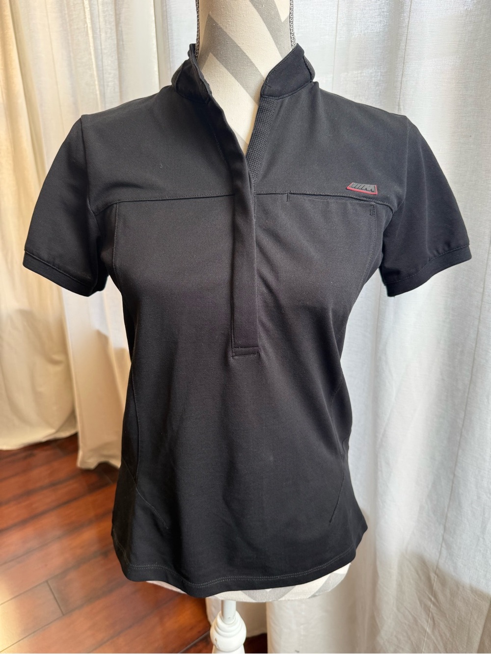 BMW Women's Black Short-Sleeve Polo Top with Subtle Logo